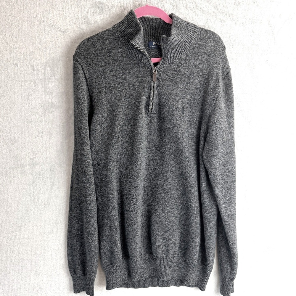 Polo Ralph Lauren Qtr Zip Pullover Mens L Tall Dark Gray